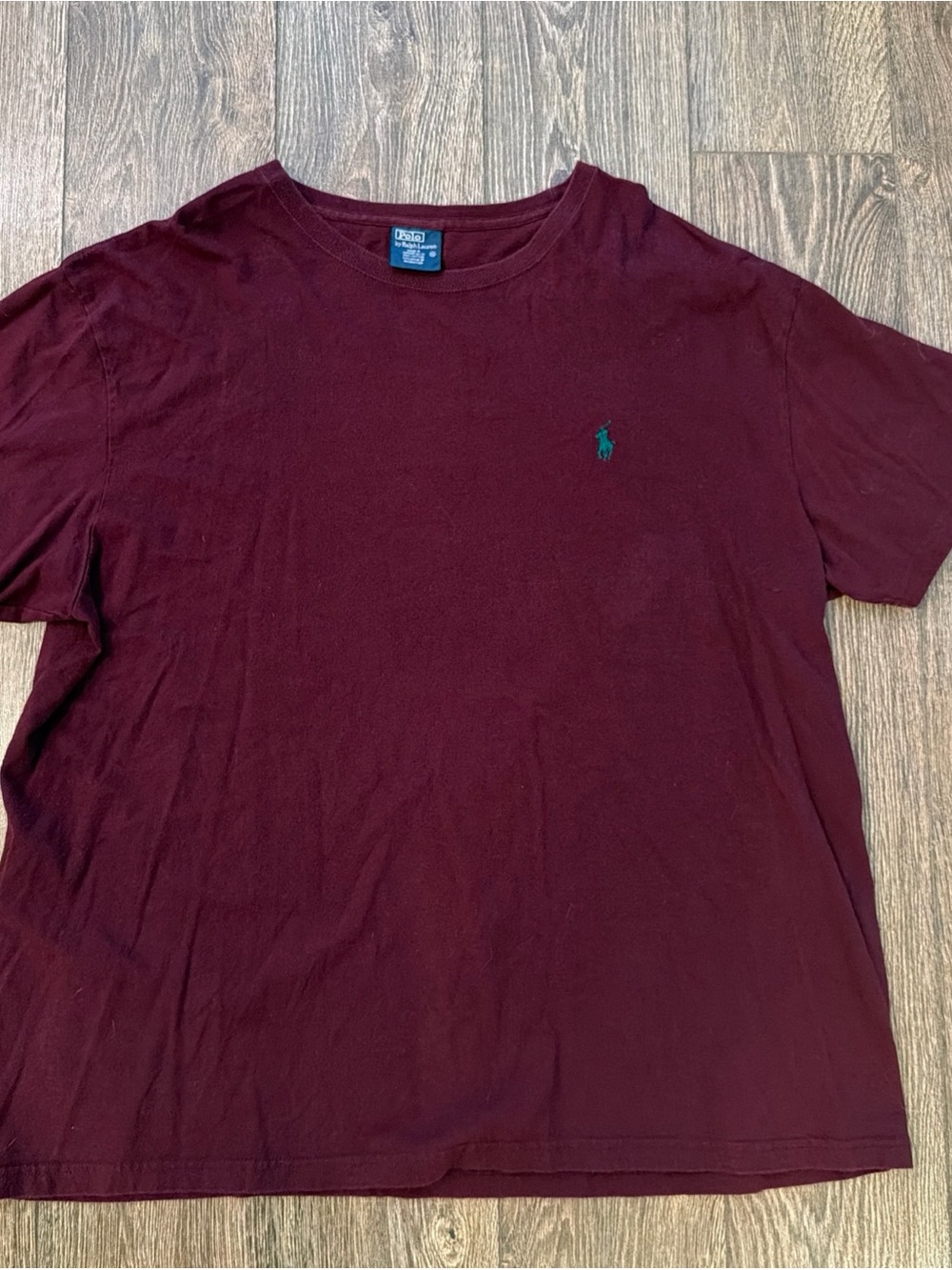 Polo by Ralph Lauren Men's Maroon Short Sleeve Tee with Green Pony